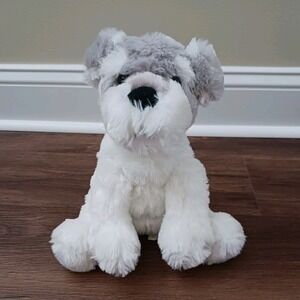 10" Best Made Toys Limited White Gray Puppy Dog Plush Schnauzer brown eyes